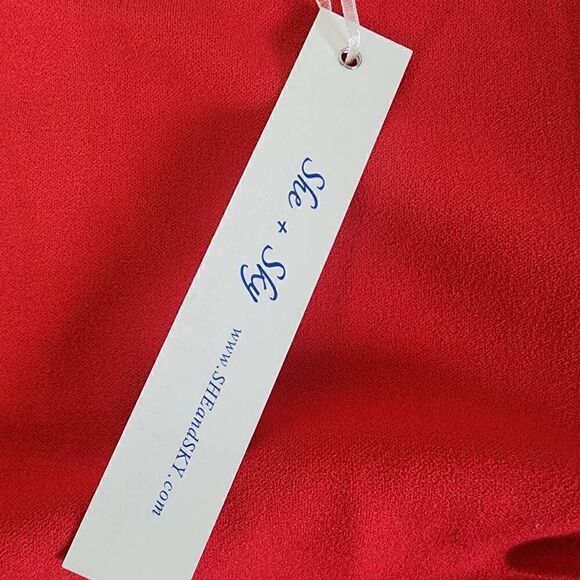 She + Sky Amelia Ruffle Dress Red Women's  Size M G11 - Picture 11 of 13